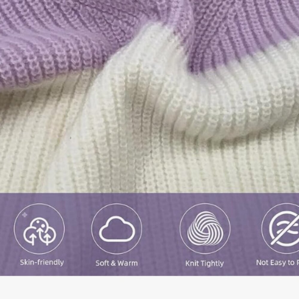 Girls' Color Block Sweaters Knit Long Sleeve Pullover Kids Crewneck Fall Winter - Picture 10 of 11